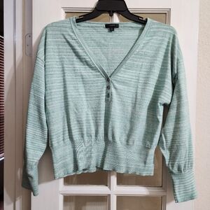 J.Crew Mint Green Marled Henley Knit Sweater XL Cotton Blend FLAWED READ DESCRIP